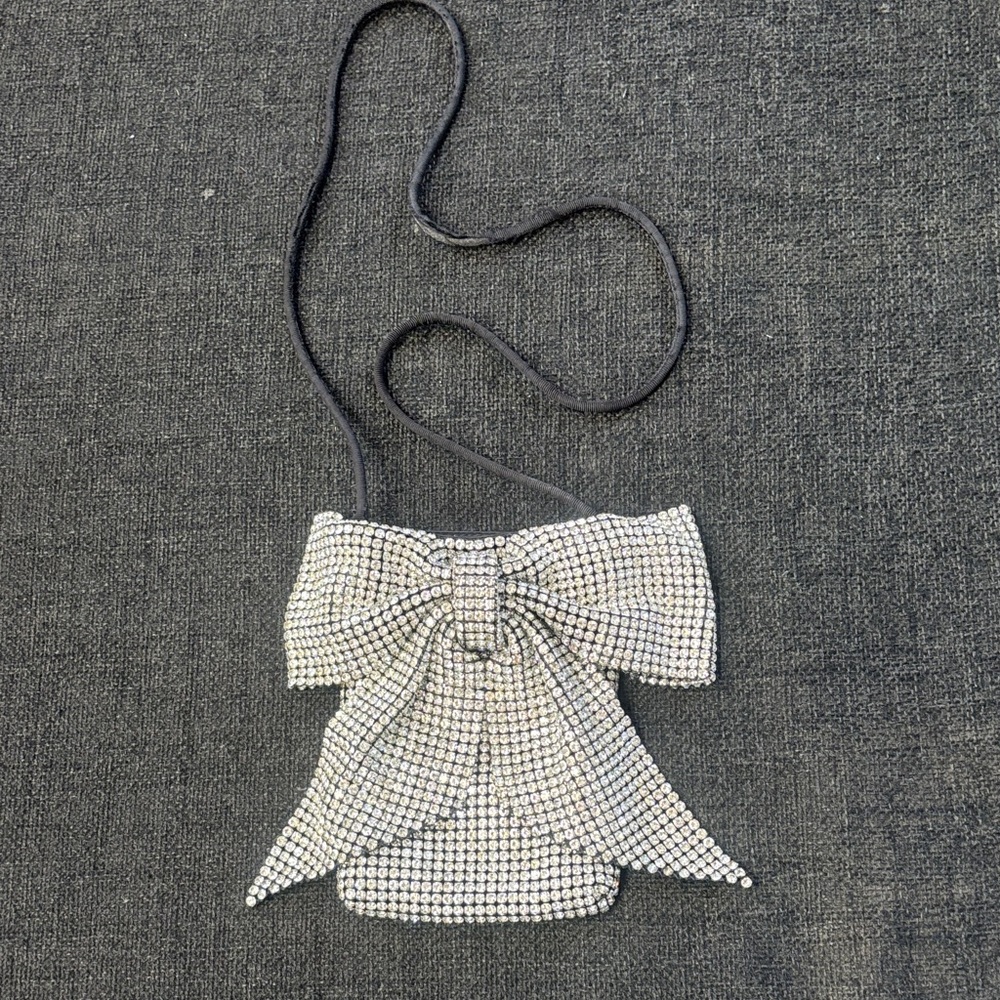 LOEFFLER RANDALL Sparkling Rhinestone Bow Crossbody Bag